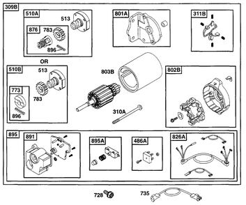 Electric Starter 1 Diagram and Parts List for 222417-0151-XX  Briggs and Stratton Engine